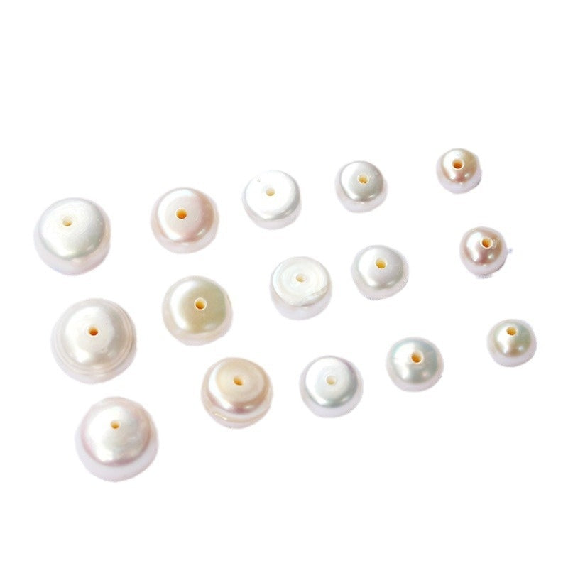Buy Half-Hole Aurora-Colored Natural Freshwater Flat-Round White Pearls online at Fashionner.