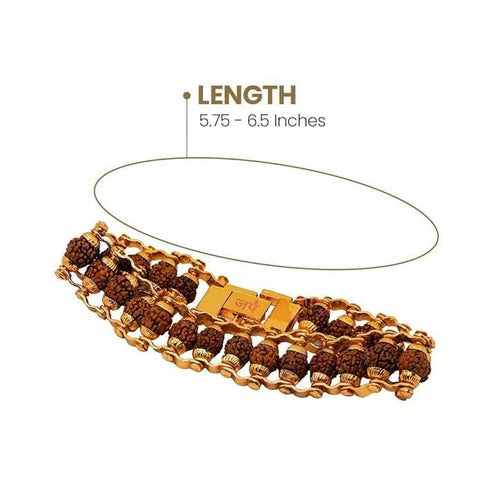 Authentique bracelet moderne Rudraksha Paanch Mukhi avec placage or.