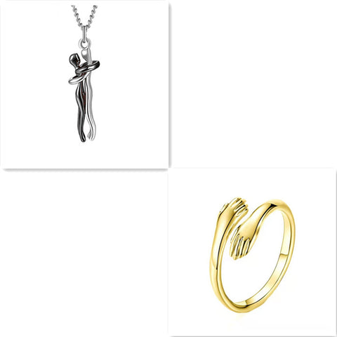 Love Hug Necklace Unisex Men Women Couple Jewelry Simple Temperament Clavicle Chain Valentines Day Lover Gift - Fashionner