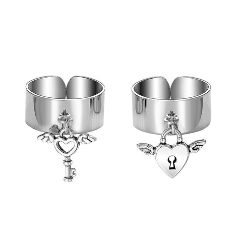 Bague Ajustable Verrou et Clé pour Couples