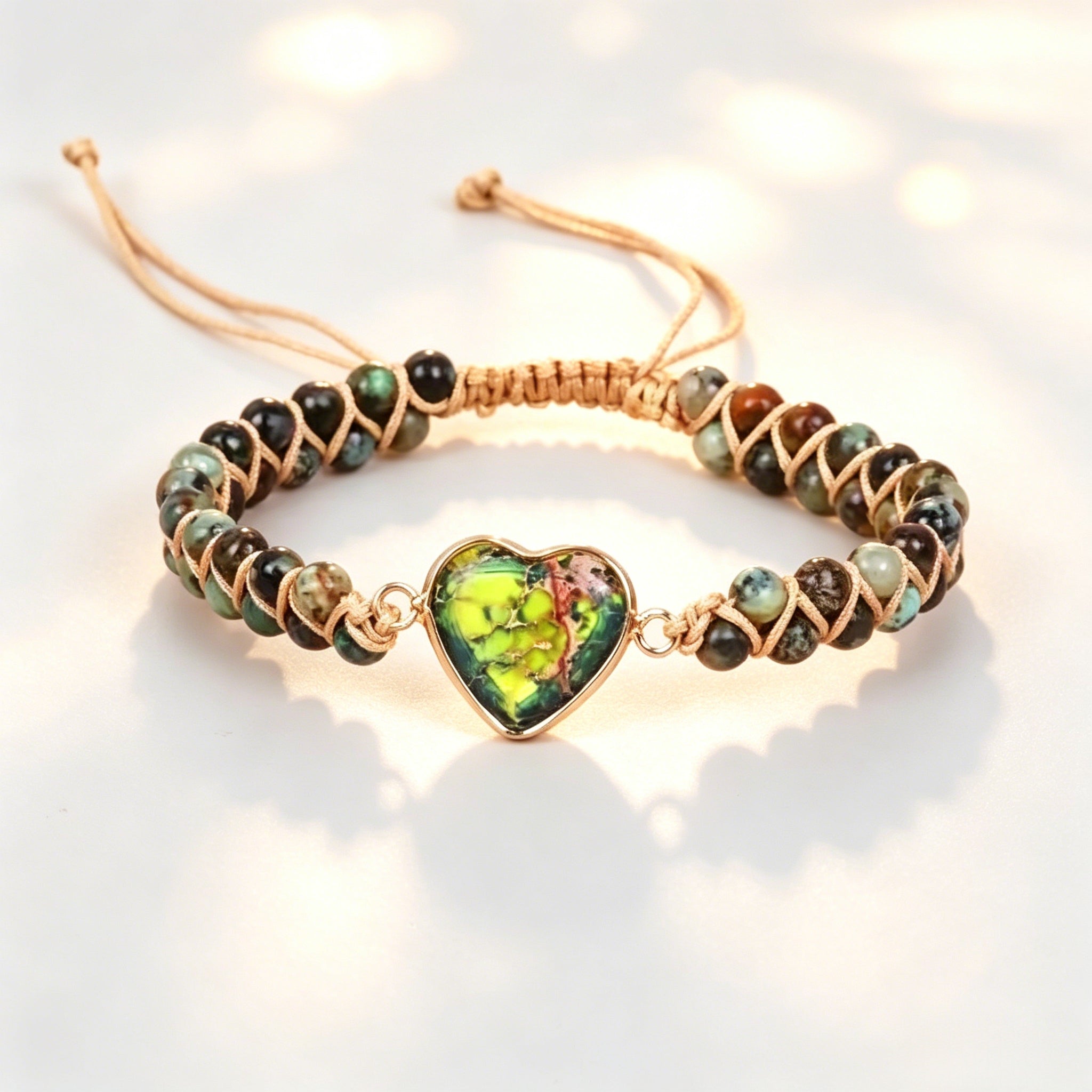 Buy Heart-Shaped Pendant Bracelet, Double-Layer Beaded Woven Bracelet, Friendship And Couple Bracelet online at Fashionner.