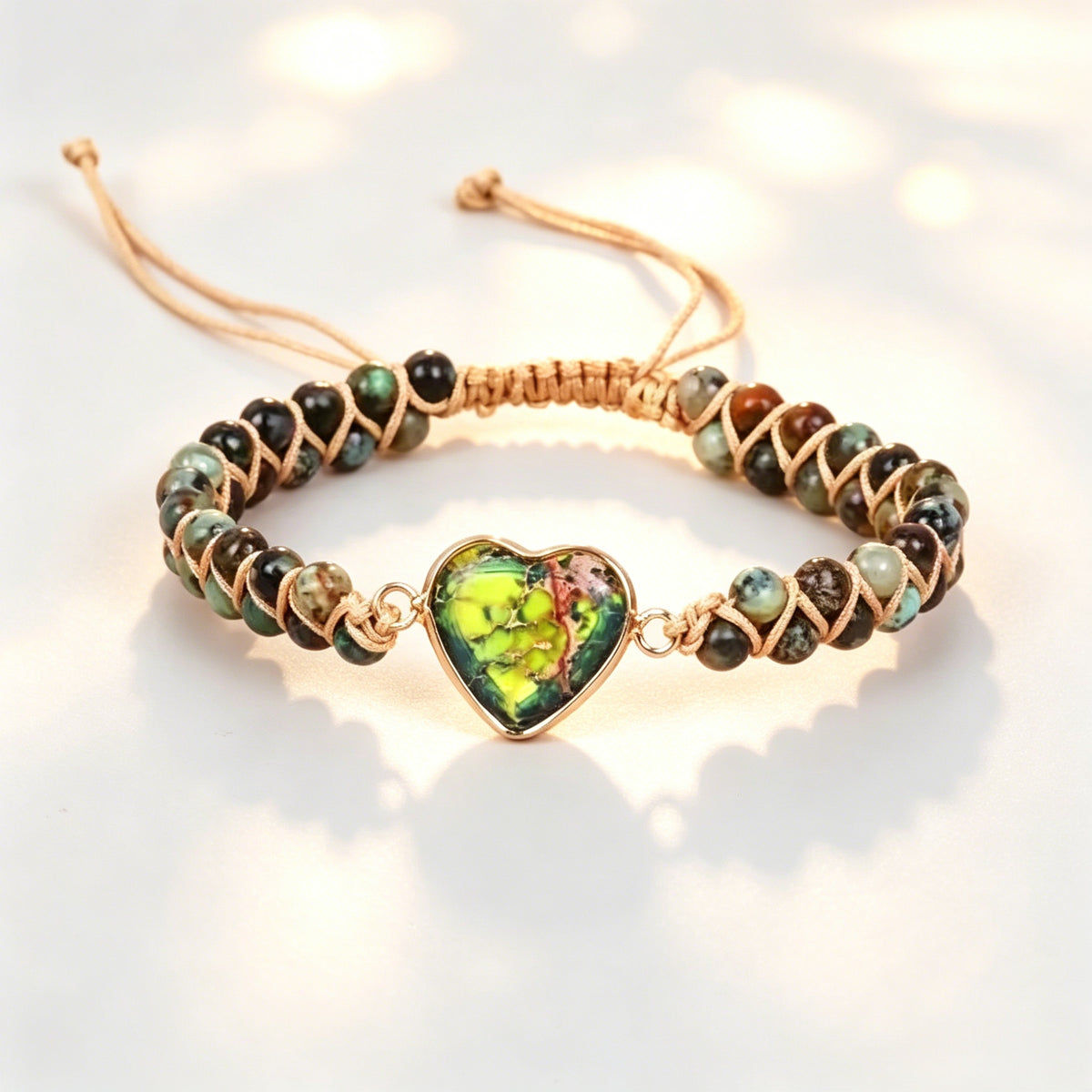 Buy Heart-Shaped Pendant Bracelet, Double-Layer Beaded Woven Bracelet, Friendship And Couple Bracelet online at Fashionner.