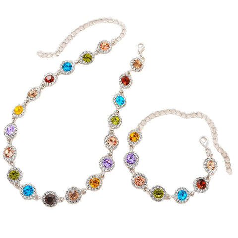 Buy Fashionable Colorful Zircon Bracelet And Necklace Set online at Fashionner.