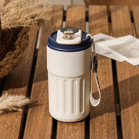 Bouteille Thermique Numérique Intelligente Tasse à Café Portable Bouteille d'Eau en Acier Inoxydable Tasse Isotherme pour Voiture Bouteilles Isothermes Gardant au Froid 450 ml