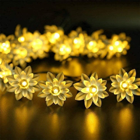 16 lumières LED décoratives en forme de fleur de lotus, 3 mètres