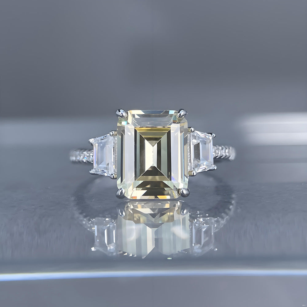 Buy New S925 Silver Ring With An Rectangular Aquamarine Womens Style online at Fashionner.