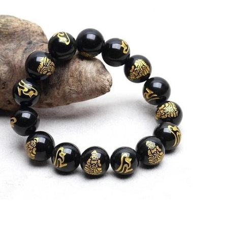 Bracelet en Obsidienne Naturelle Bracelet Vent Ethnique Bracelet Couple
