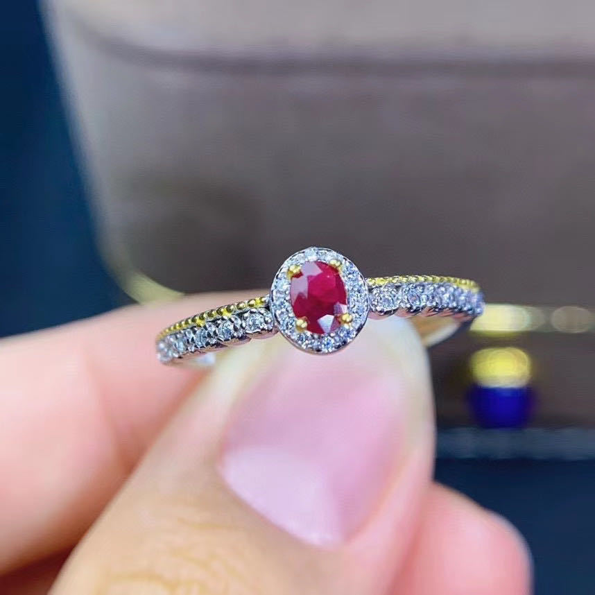 Natural Pigeons-blood Ruby Set 925 Silver Inlaid Rings Ear Studs Pendant Diamond Ring