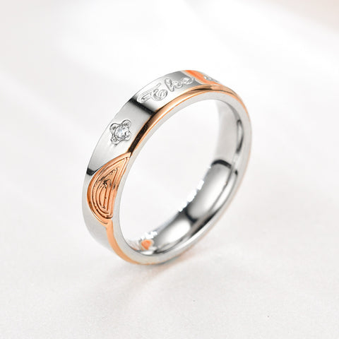 Bague de couple en acier inoxydable avec micro-incrustation de zircon