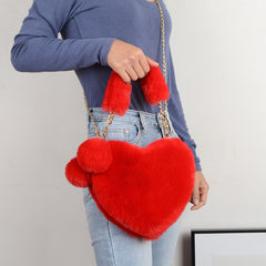 Love Bags Soft Plush Handbags Women Valentine's Day Party Bag - Fashionner
