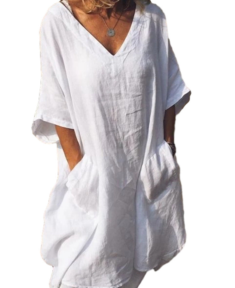 Oversized V-neck midi dress