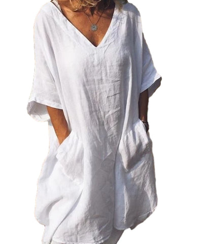 Oversized V-neck midi dress