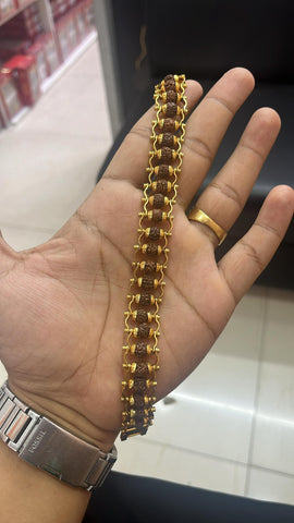 Bracelet Rudraksha plaqué or pour homme