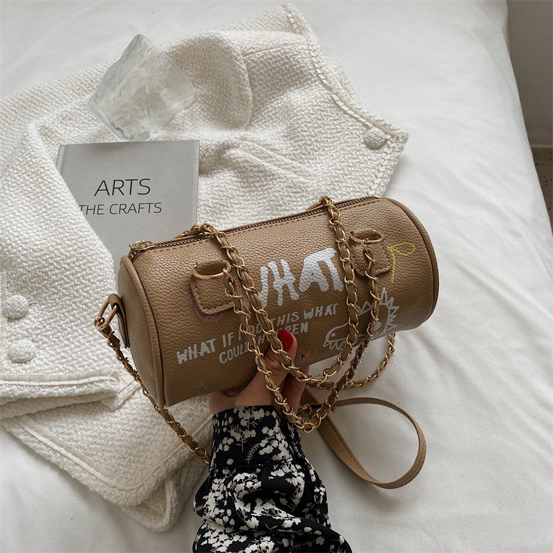 Small Handbags Women's Bag Cylinder Graffiti Shoulder - Fashionner