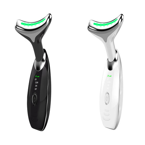 Appareil de Beauté Cou et Visage - Thérapie Photonique LED Colorée, Raffermit la Peau, Réduit le Double Menton, Anti-Rides, Masseur Liftant
