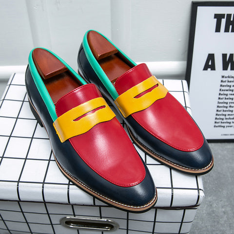 Men's Casual Large Size 48 Colorful British Leather Shoes Trendy Pointed Toe Trend Shoes - Fashionner
