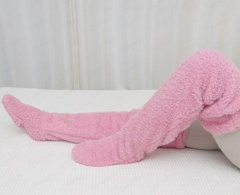Indoor Plush Warmth Long Socks Cute Fuzzy Socks Over Knee Winter Leg Warmers Plush Sock Slippers Cozy Stocking - Fashionner