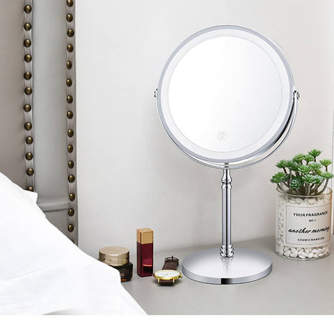 Dual sided 8" USB Wireless 1X&10X Rechargeable Vanity makeup mirror with lights - Fashionner