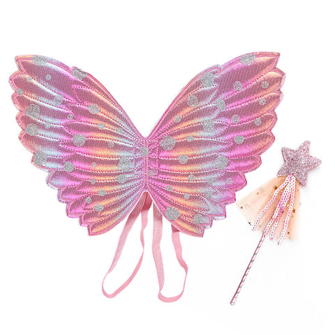 Ailes de papillon arc-en-ciel pour enfants, ailes de princesse féerique pour filles, accessoires de costume d'Halloween pour enfants