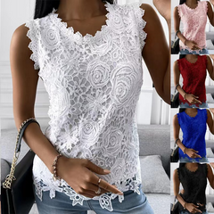 Flowers Lace Vest Women Summer Tops S-5XL - Fashionner