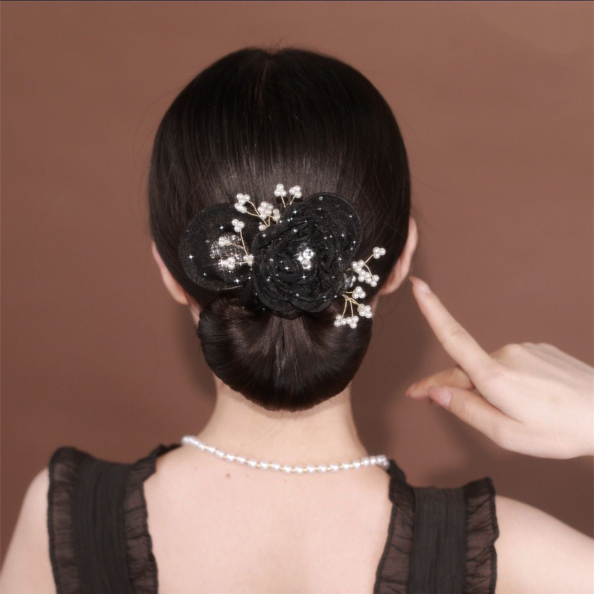 Buy Starry Sky Flower Style Updo Topknot Hair Clip Black Exquisite Headdress online at Fashionner.