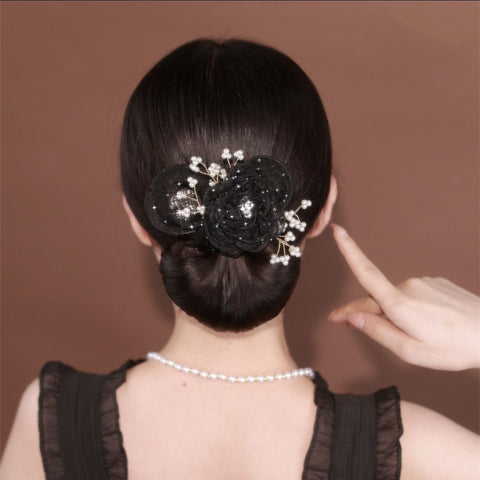 Buy Starry Sky Flower Style Updo Topknot Hair Clip Black Exquisite Headdress online at Fashionner.