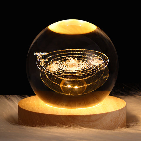 Ciel étoilé lumineux et planètes Lune Cristal de Lune Veilleuse Lampe de projection Lumière d'ambiance Cadeau créatif Nouveau cadeau insolite