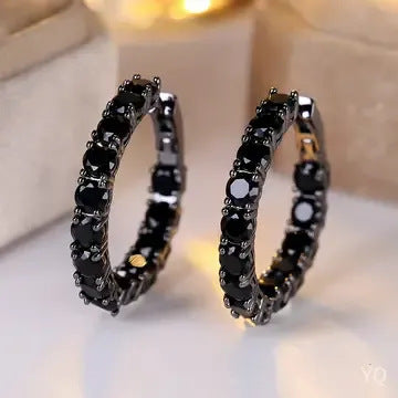 Buy Versatile Dark-Style Black Fully Diamond-Studded Earrings online at Fashionner.