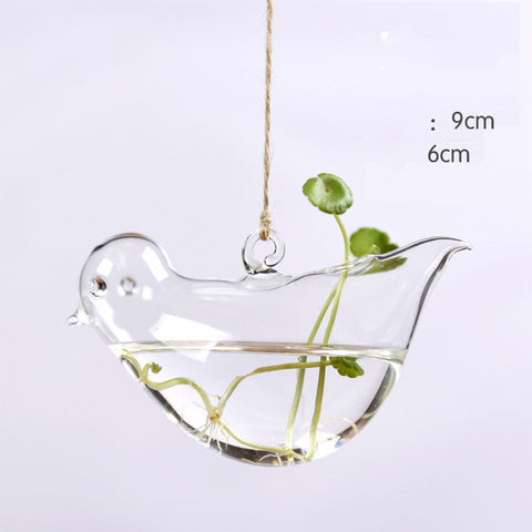 Vase suspendu en verre transparent simple, petite bouteille suspendue hydroponique