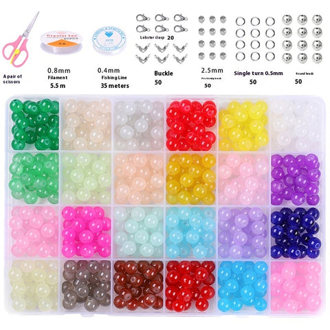 Perles rondes doubles en cristal de verre, kit de matériaux pour bracelet DIY fait à la main, boîte d'accessoires, matériaux pour enfiler les perles