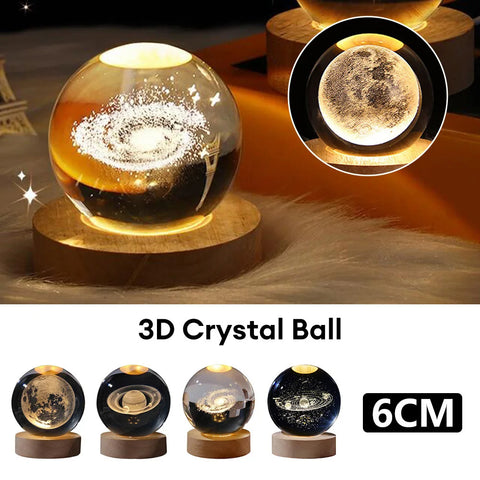 Ciel étoilé lumineux et planètes Lune Cristal de Lune Veilleuse Lampe de projection Lumière d'ambiance Cadeau créatif Nouveau cadeau insolite
