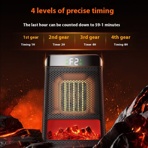 Chauffage Soufflant Flamme 3D Dynamique Radiateur de Salle de Bain 1500W Portable Électrique Domestique ECO Chauffage Rapide PTC Tête Pivotante