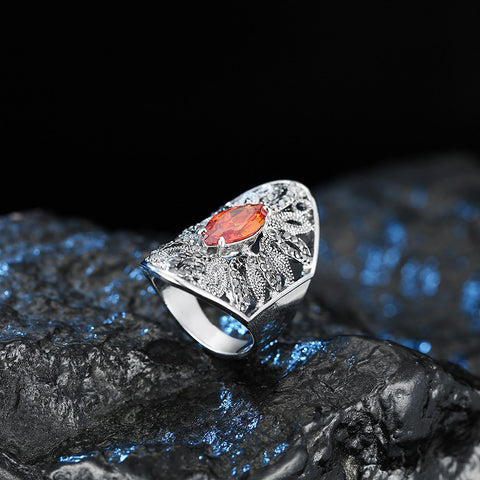 Bague Couple Feuille Colorée Diamant Mode