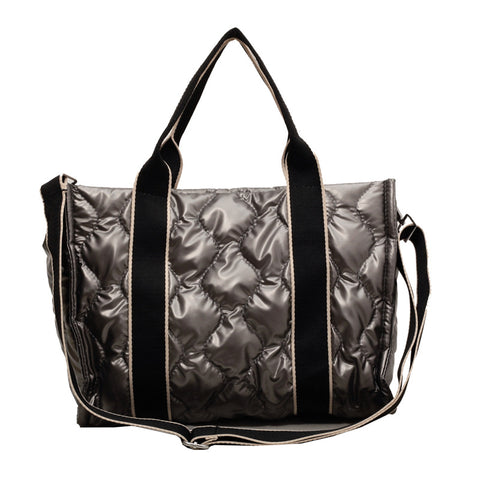Rhombus Sewing Tote Bag Winter Designer Luxury Down Shoulder Bag High Capacity Commuting Personalized Handbags For Women - Fashionner