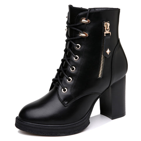 S Women's Shoes British Style Autumn And Winter Single Boots High Heels Women - Fashionner
