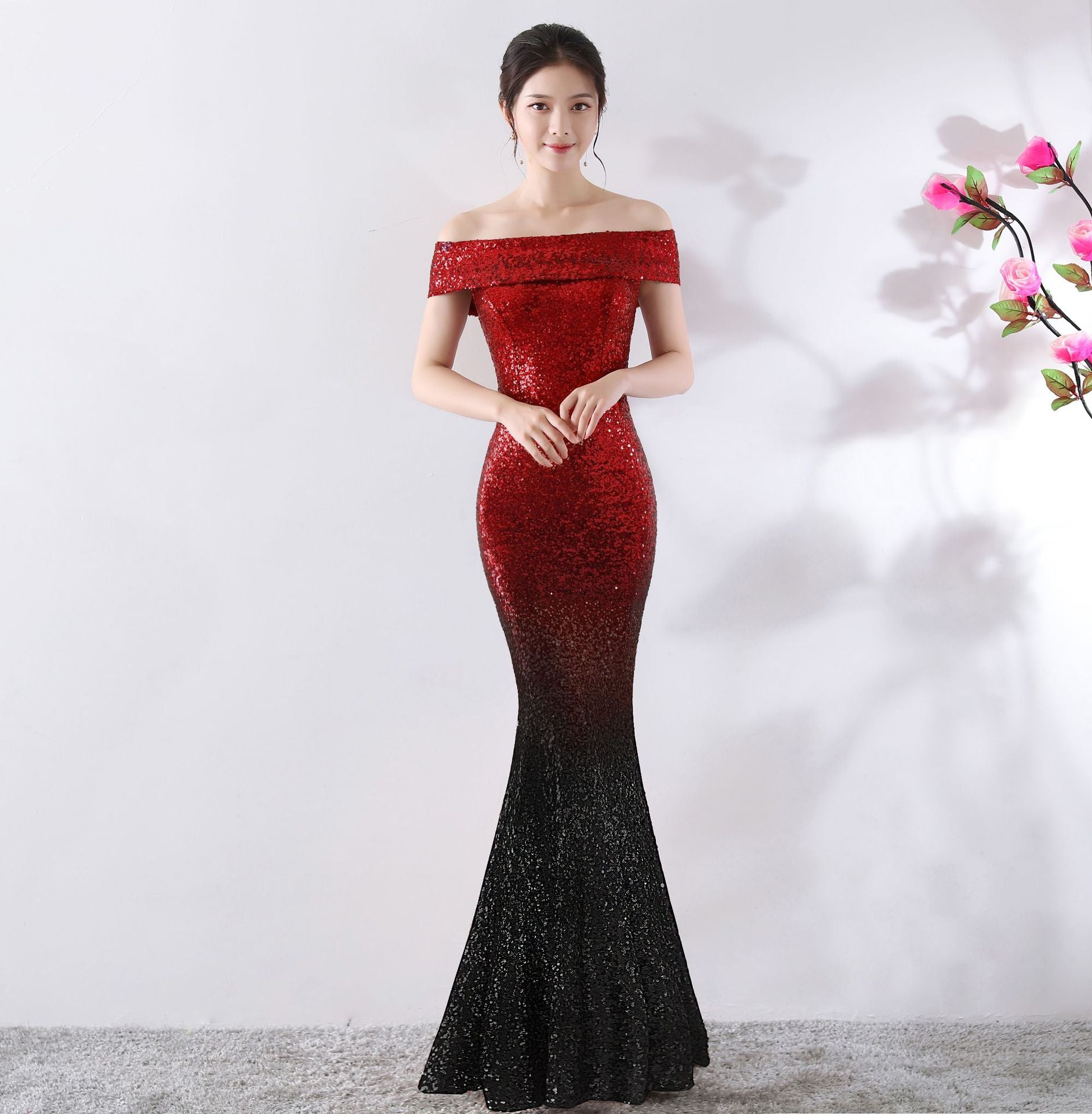 Birthday Party Dress Slimming Host Long Dress - Fashionner