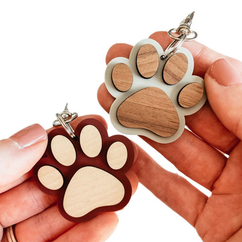 Pendentif Porte-clés Patte en Bois Créatif