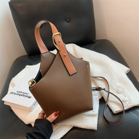Sac pour femmes rétro, mode décontractée, sac à bandoulière rouge, sac seau portatif pour femmes.