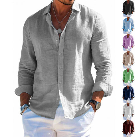 Buy Men'S Long Sleeve Shirt Casual Loose Lapel Button Top Solid Color Plus Size Blouse Clothing online at Fashionner