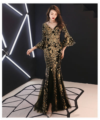 Robe de soirée de banquet coupe princesse ajustée
