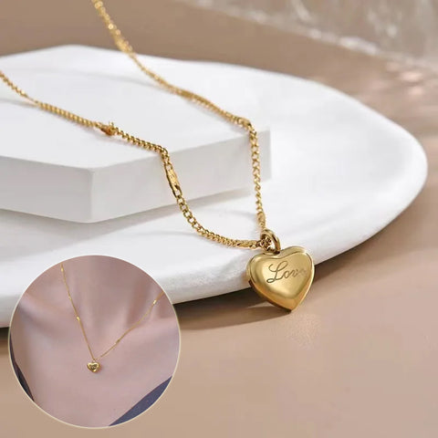 Collier de bijoux fantaisie pour femmes Nouvelle tendance Vintage Simple Cœur d'amour Pendentif Élégant Bijoux de fête Cadeaux d'anniversaire