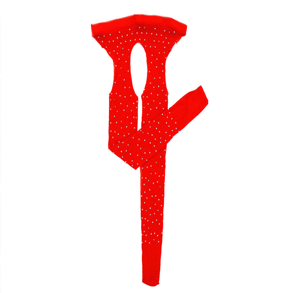 Rhinestone Quartz Four Sides Carved Empty Fishnet Stockings Crotch Free - Fashionner
