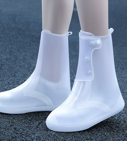 Nouvelles Couvre-Chaussures Imperméables Hautes Réutilisables en PVC Blanc pour Femmes