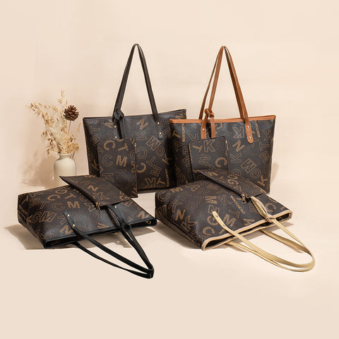 Sac bandoulière imprimé tendance mode Rétro grande capacité deux pièces pour femmes