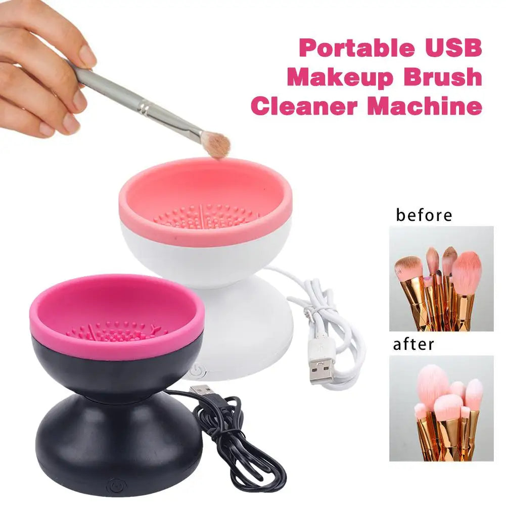 Electric Makeup Brush Cleaner Machine Portable Automatic USB Cosmetic Brush Cleaner Tools For All Size Beauty Makeup Brushes Set - Fashionner