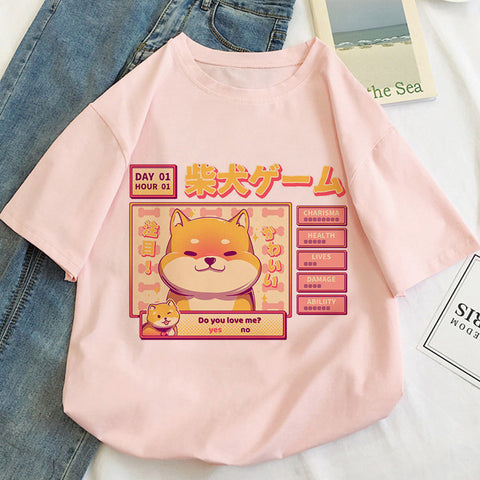 T-shirt femme à motif dessin animé chat kawaii