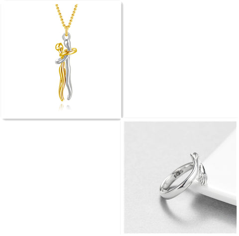 Love Hug Necklace Unisex Men Women Couple Jewelry Simple Temperament Clavicle Chain Valentines Day Lover Gift - Fashionner