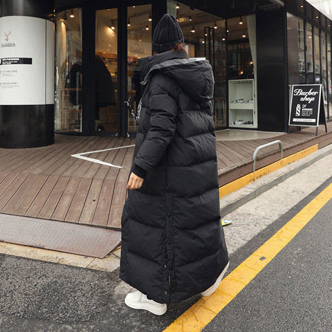 Manteau long d'hiver chaud à capuche, veste parka épaisse pour femme
