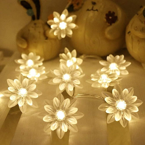 16 lumières LED décoratives en forme de fleur de lotus, 3 mètres