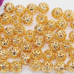 Golden  Air Ball Does Not Fade Loose Beads Separated Beads To Wear Beads Transfer Beads Hollow Gold Beads Lasting Color